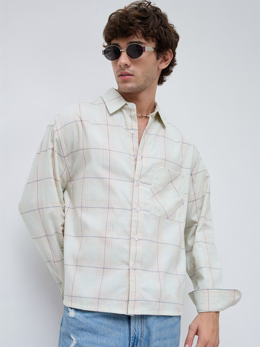 VASTRADO Pista Pop Tartan Boxy Fit Crop Shirt - Image 1