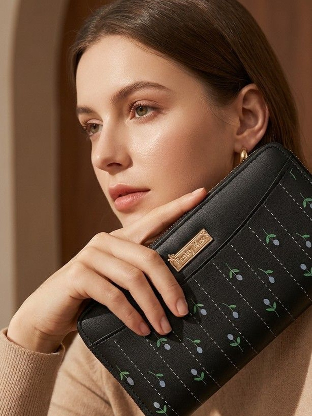 HotGown Women Printed PU Zip Around Wallet with Passport Holder