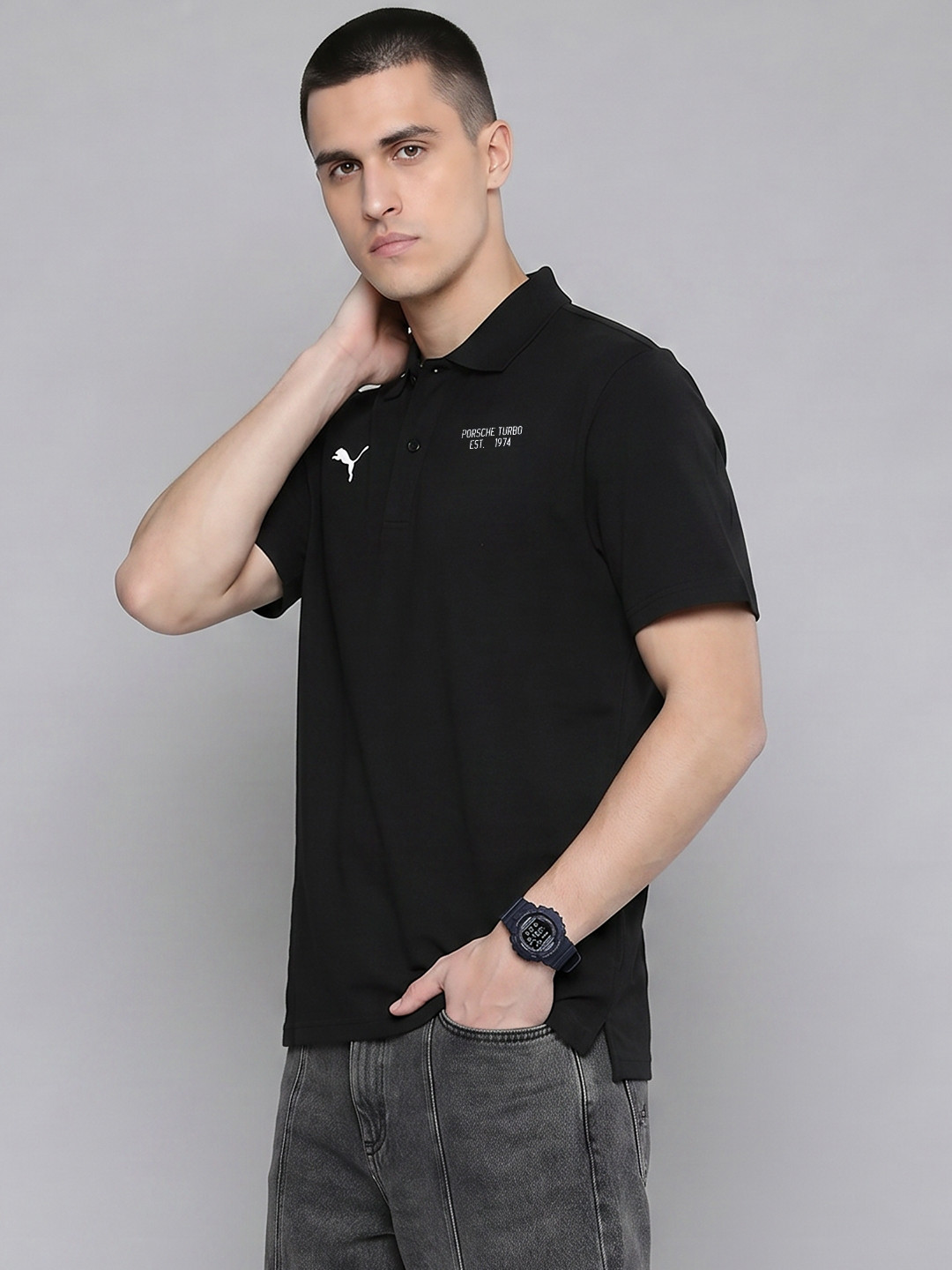 PUMA Motorsport Relaxed Fit Porsche Legacy Polo Collar Pure Cotton T-shirt