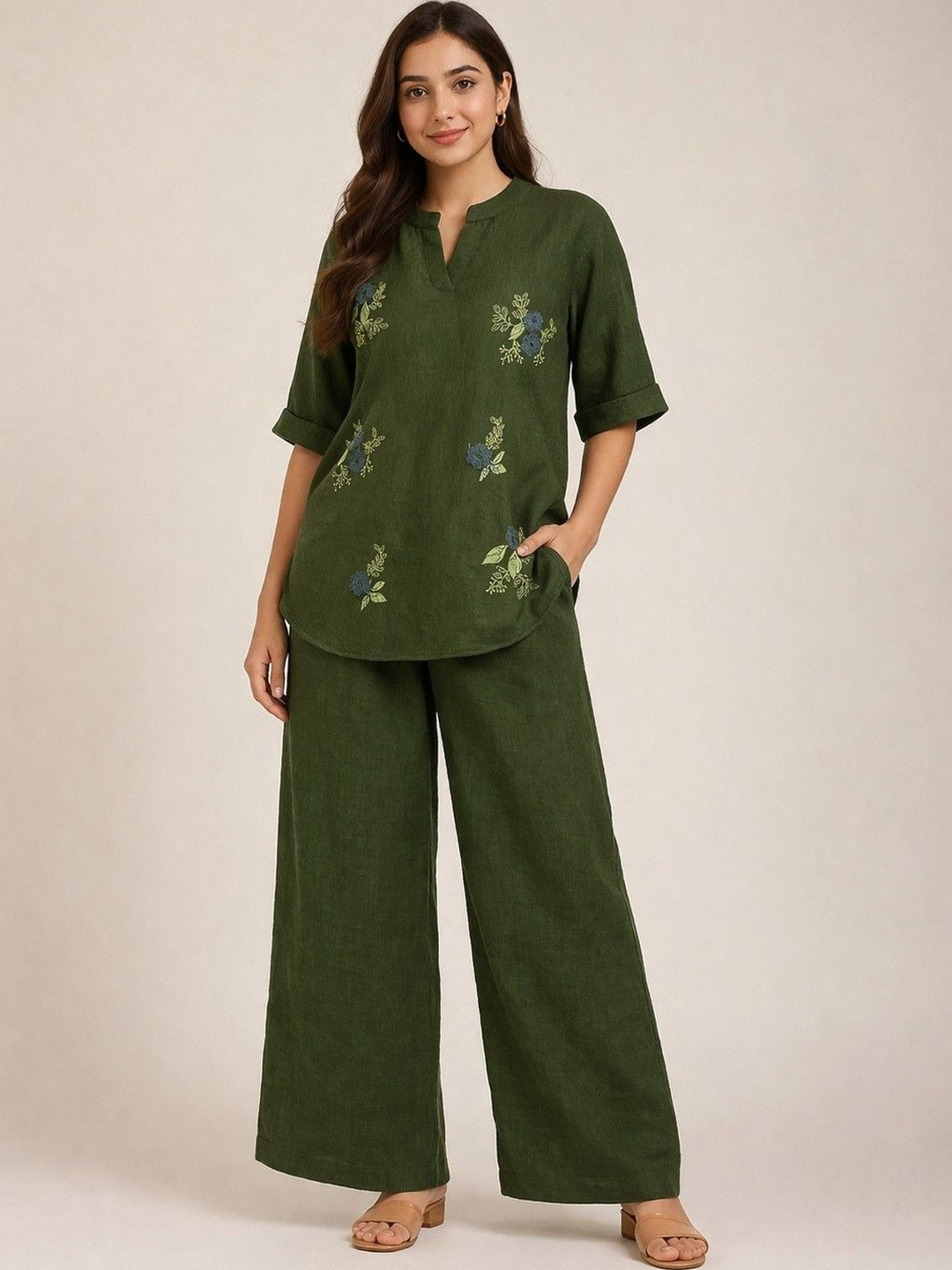 MAKHHI WEAR YOUR VIBE Embroidered Tunic with Palazzos