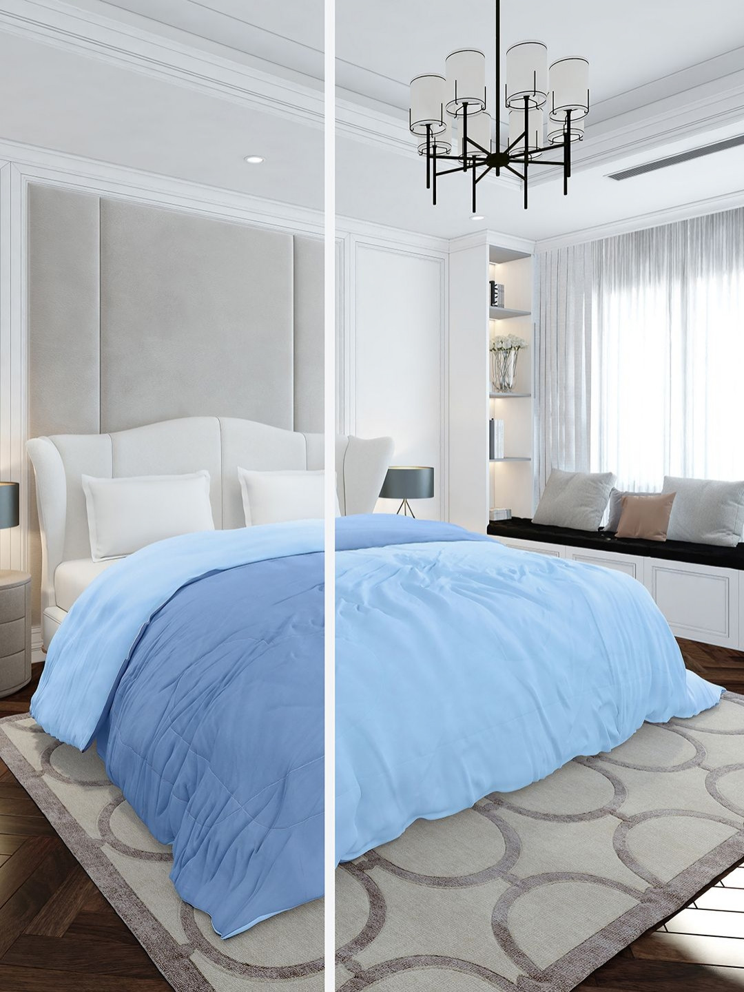 Monte Carlo Blue & Turquoise Blue AC Room 110 GSM Double Bed Comforter