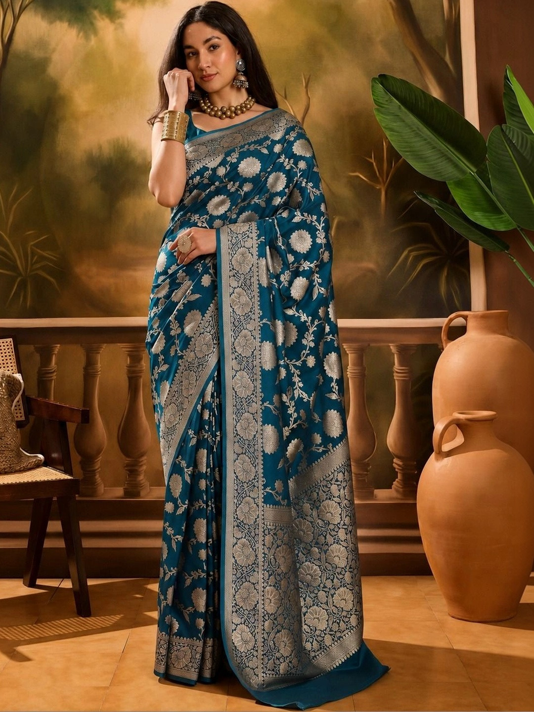 Moda Rapido Woven Design Zari Silk Blend Kanjeevaram Saree