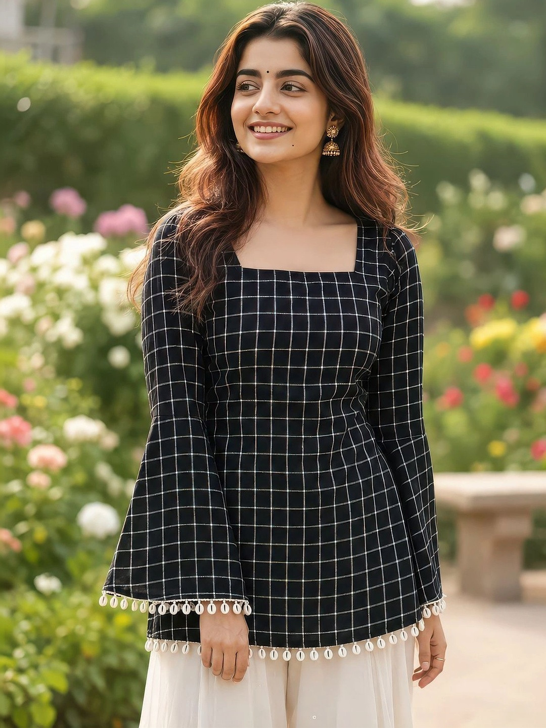 Anushansa Printed Square Neck Pure Cotton Kurti
