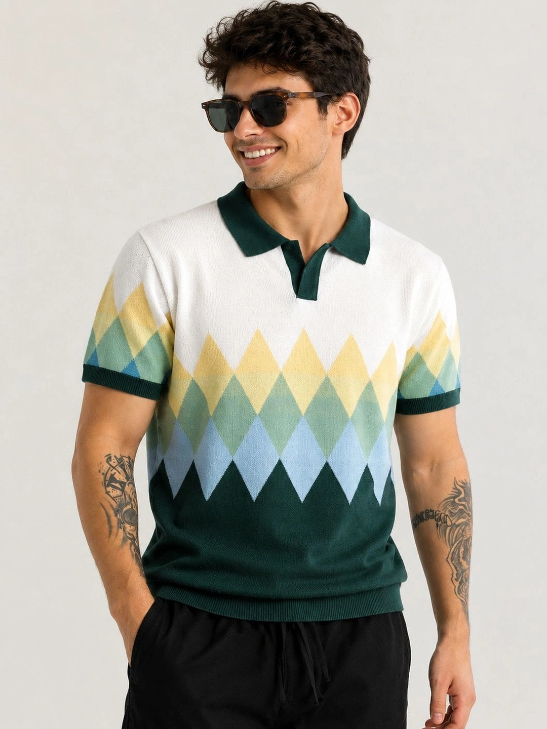Araavi Men Printed Polo Collar T-shirt