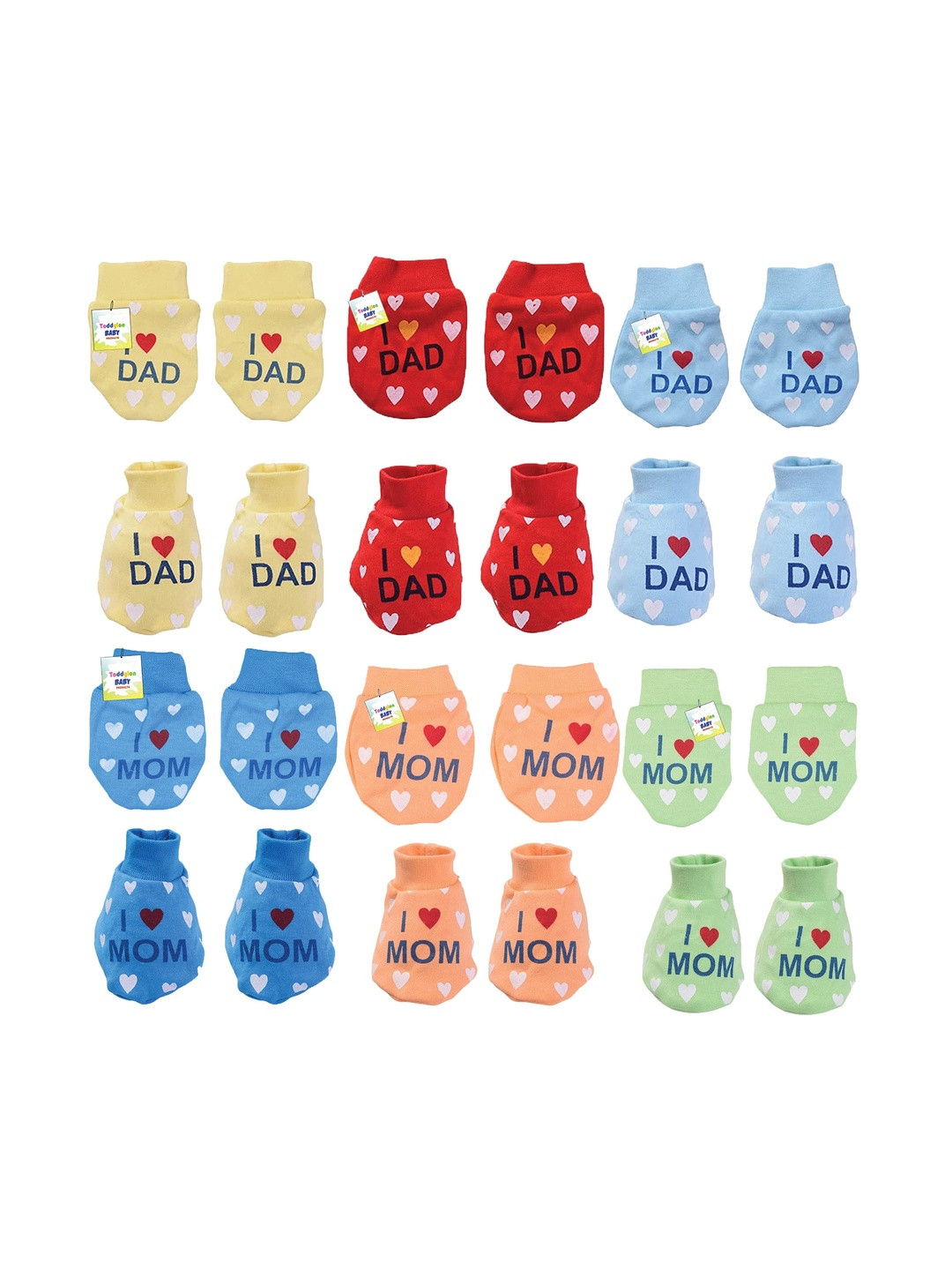Toddylon Infants Pack Of 12 Printed Cotton Mitten & Bootie
