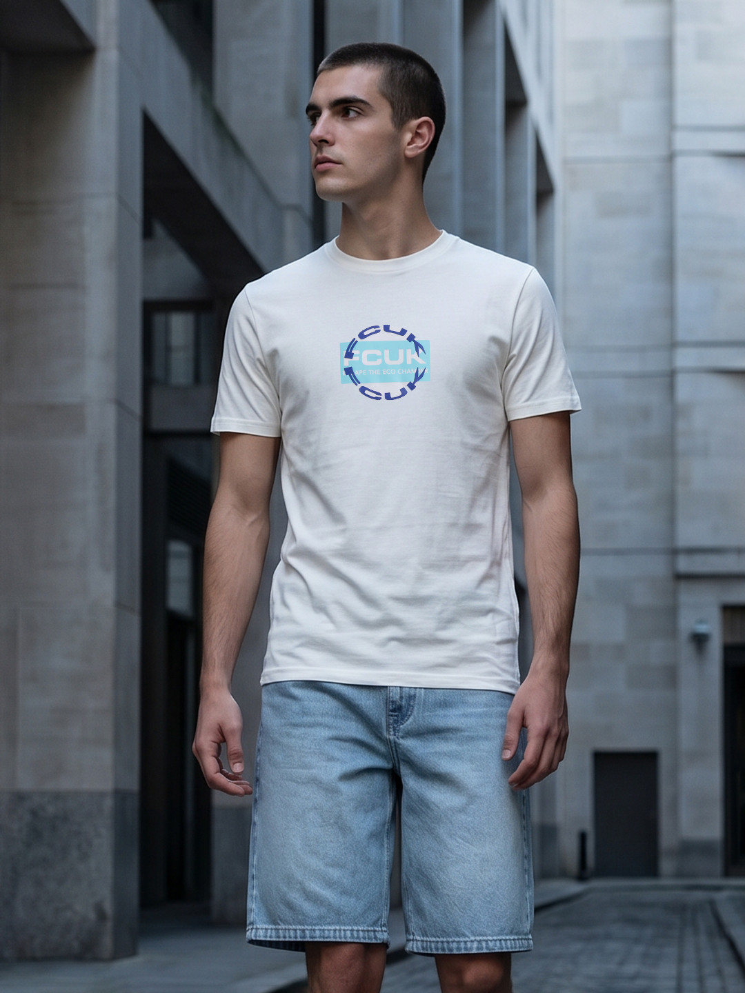 FCUK Brand Logo Printed Pure Cotton T-shirt
