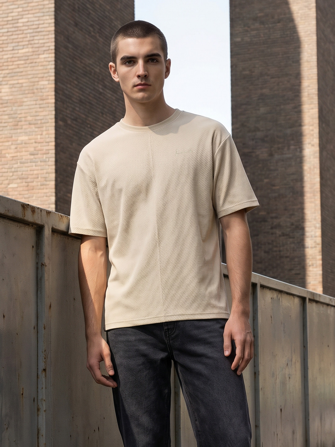 FCUK Relaxed Fit Textured T-shirt