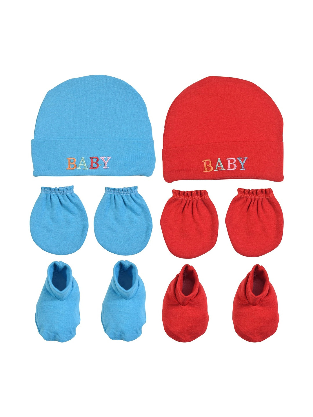 Toddylon Infants Set of 6 Cotton Caps with Mitten & Booties_