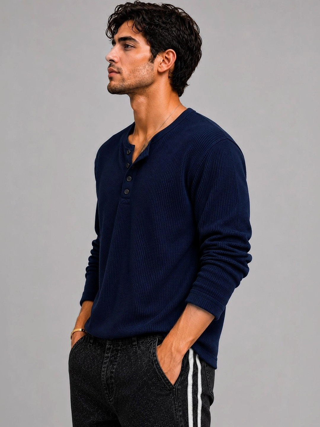 JERKYN Men Henley Neck T-shirt