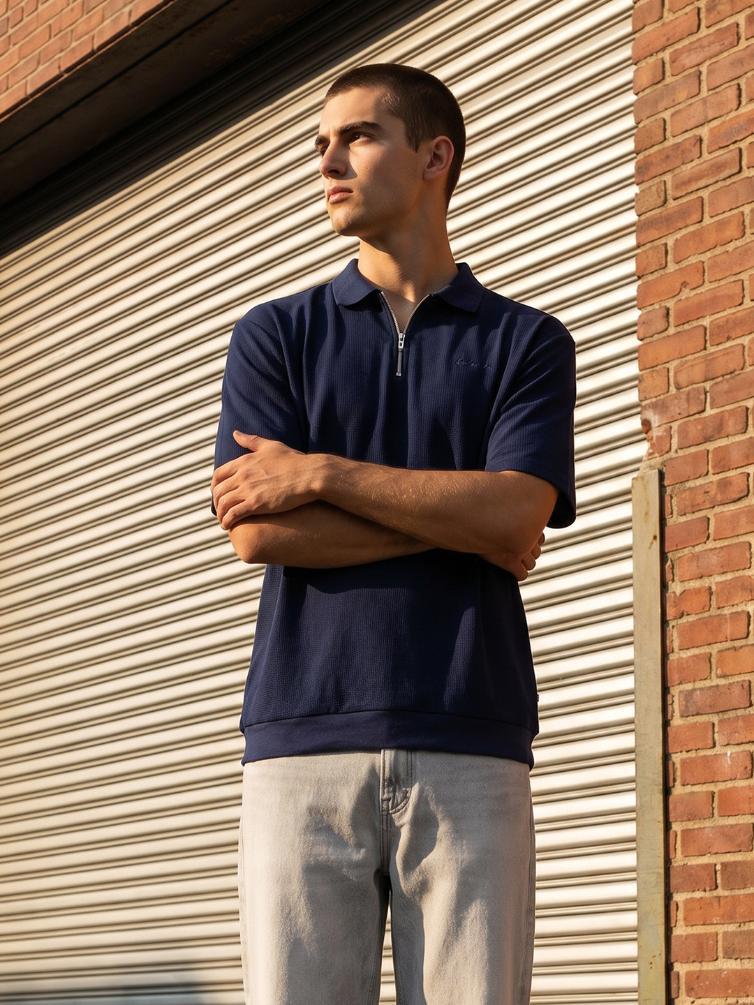 FCUK Relaxed Fit Striped Polo Collar T-shirt