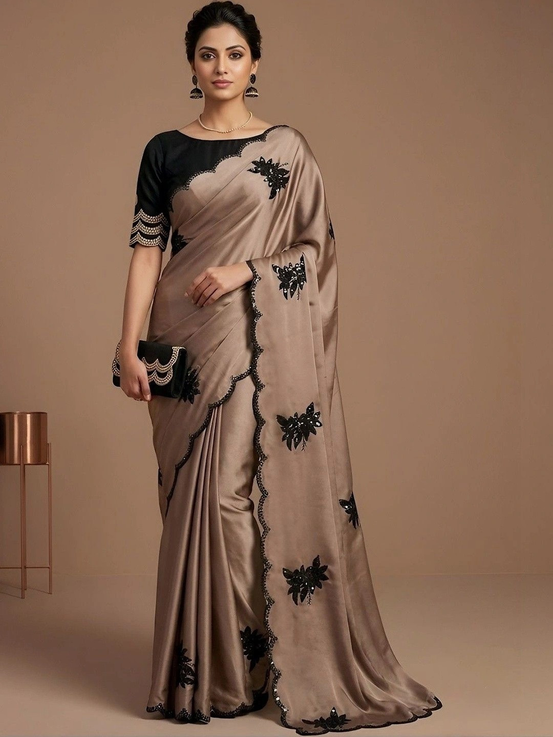 Tradivibe Floral Sequinned Art Silk Saree