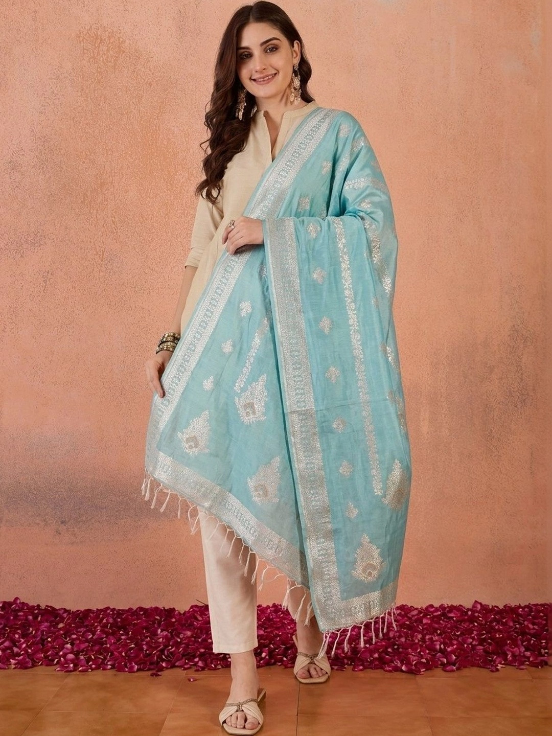 SAHASIKA Ethnic Motifs Woven Design Dupatta with Zari