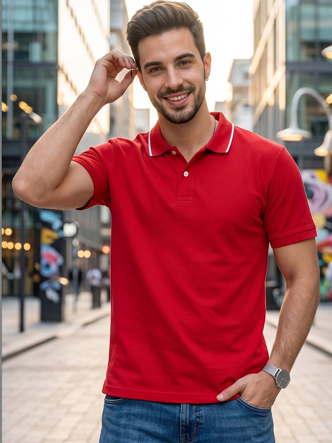 GENZA Men Polo Collar T-shirt