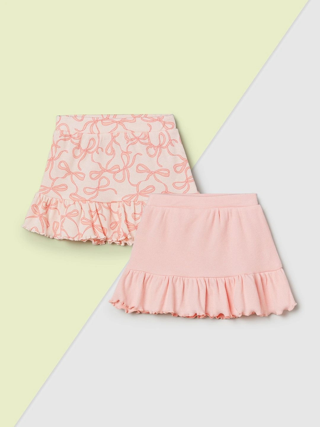 max Girls Pure Cotton Blend Frills Bows and Ruffles Mini A-Line Skirt