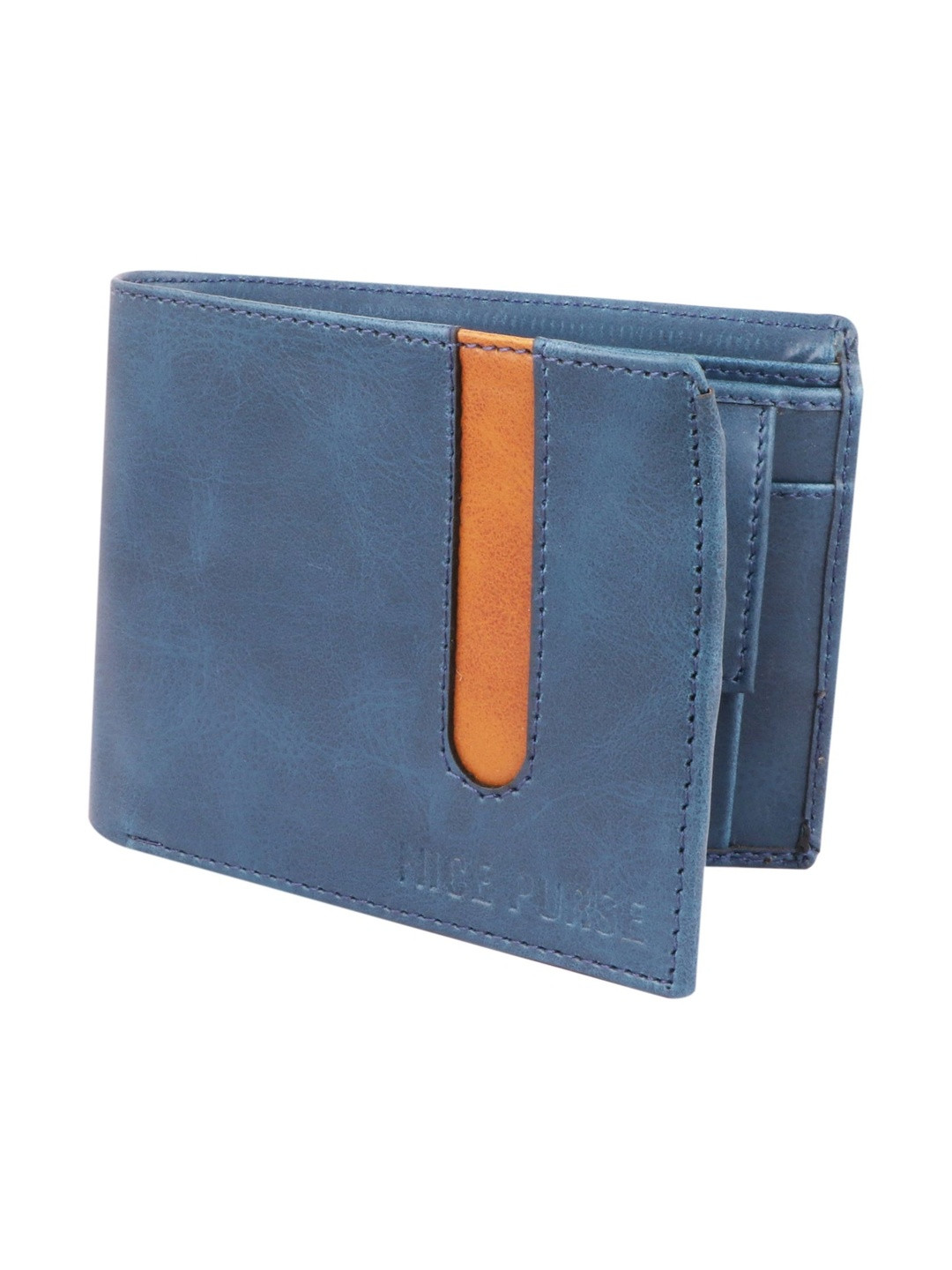 NICE PURSE Men Colourblocked Leather Two Fold Wallet