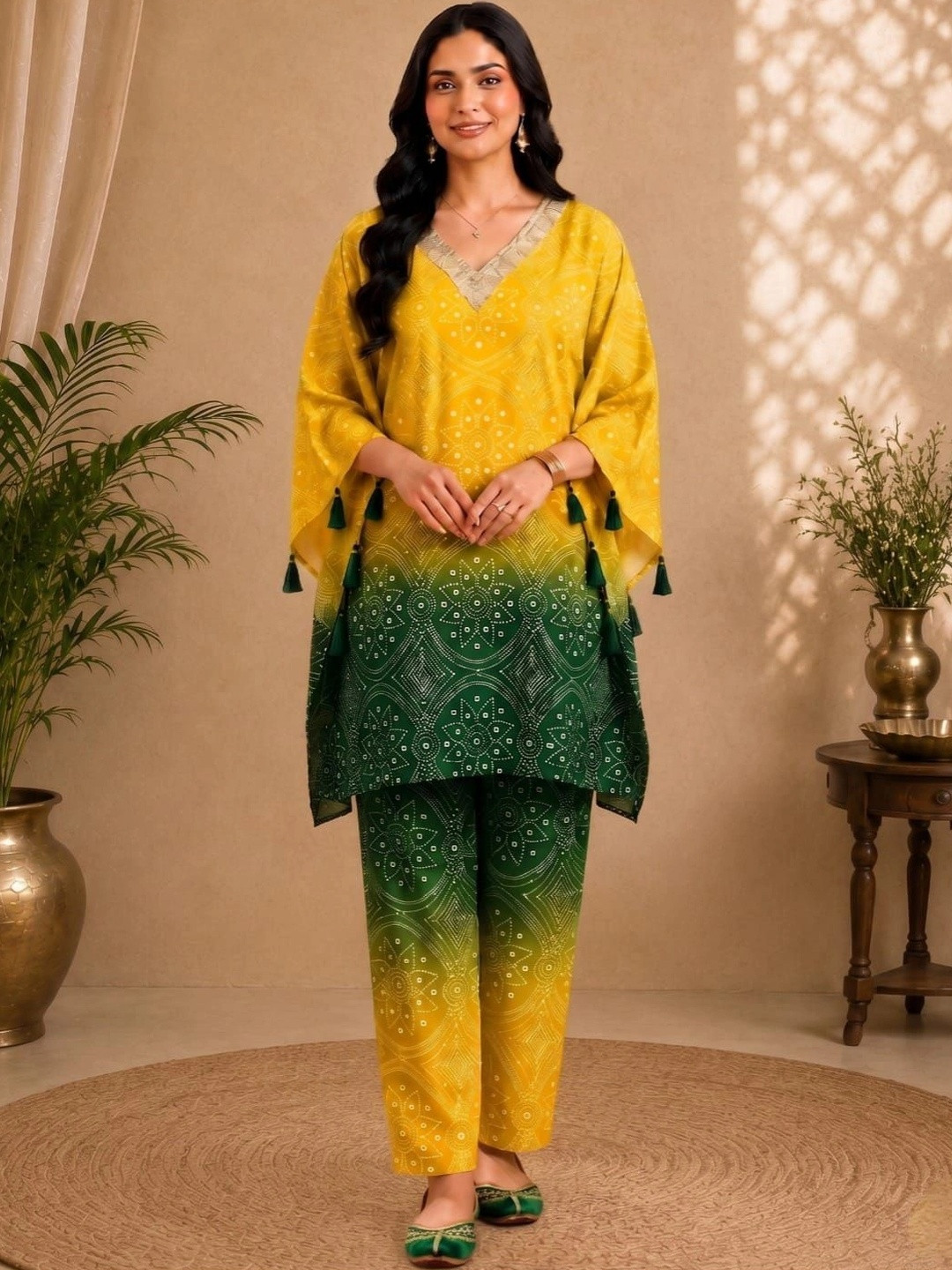 HERE&NOW Women Ombre Dyed Regular Kurta with Trousers