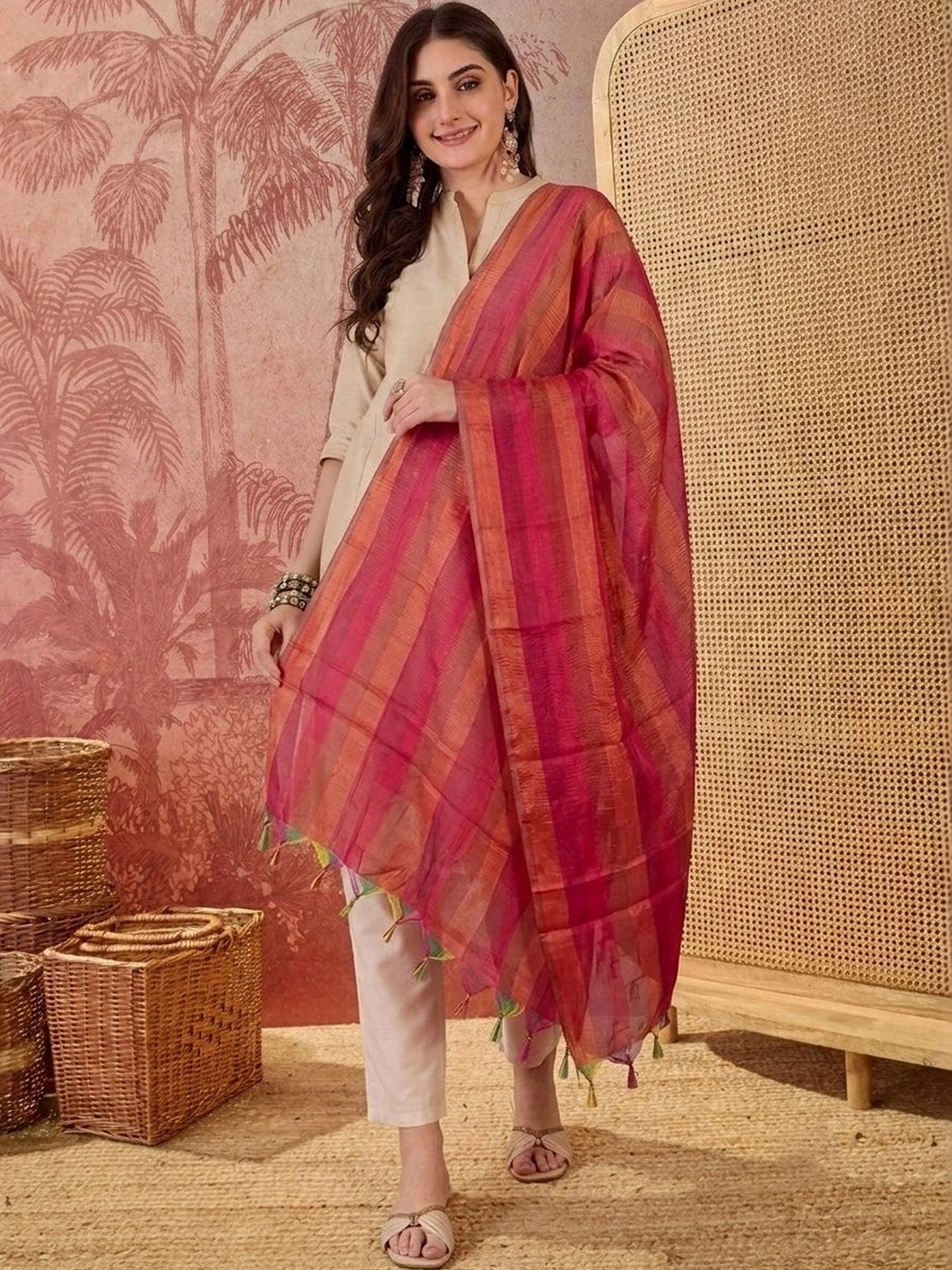 Sangria Striped Dupatta