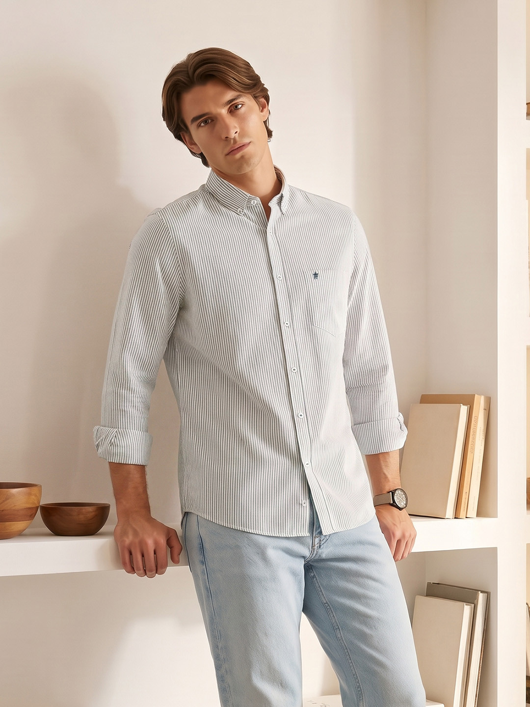 French Connection Striped Premium Slim Fit Casual Shirt