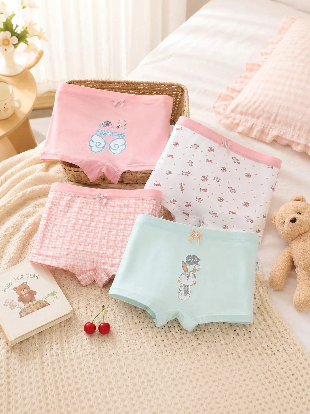 TPJ Mart Girls Pack of 2 Printed Assorted Cotton Boy Shorts