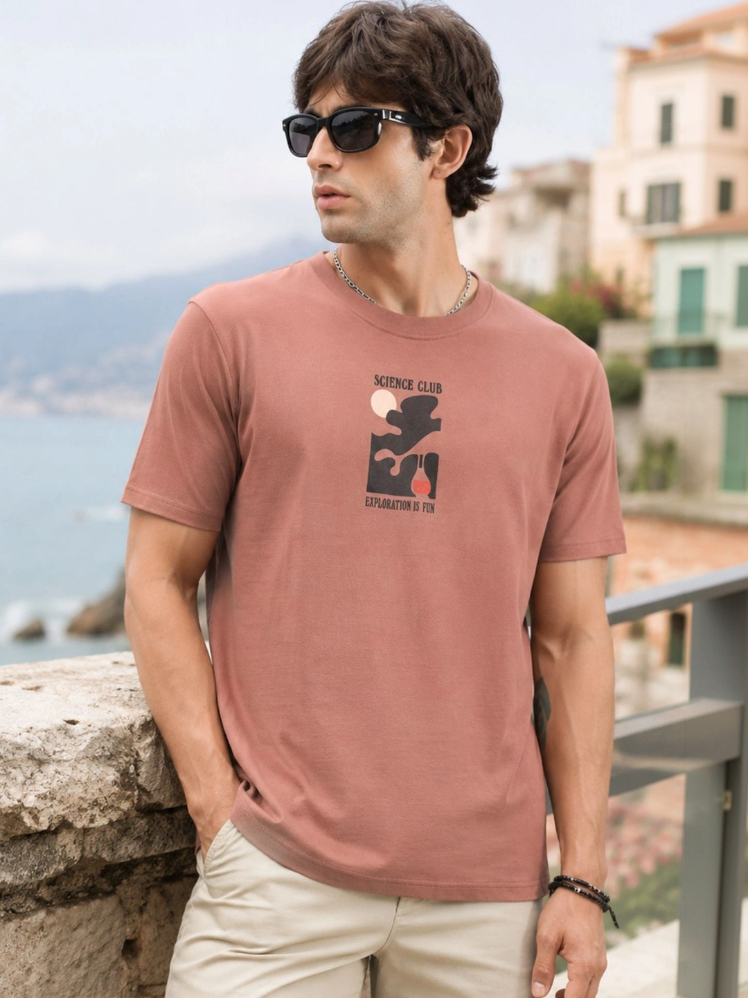 Maniac Men Printed Round Neck Short Sleeves T-shirt