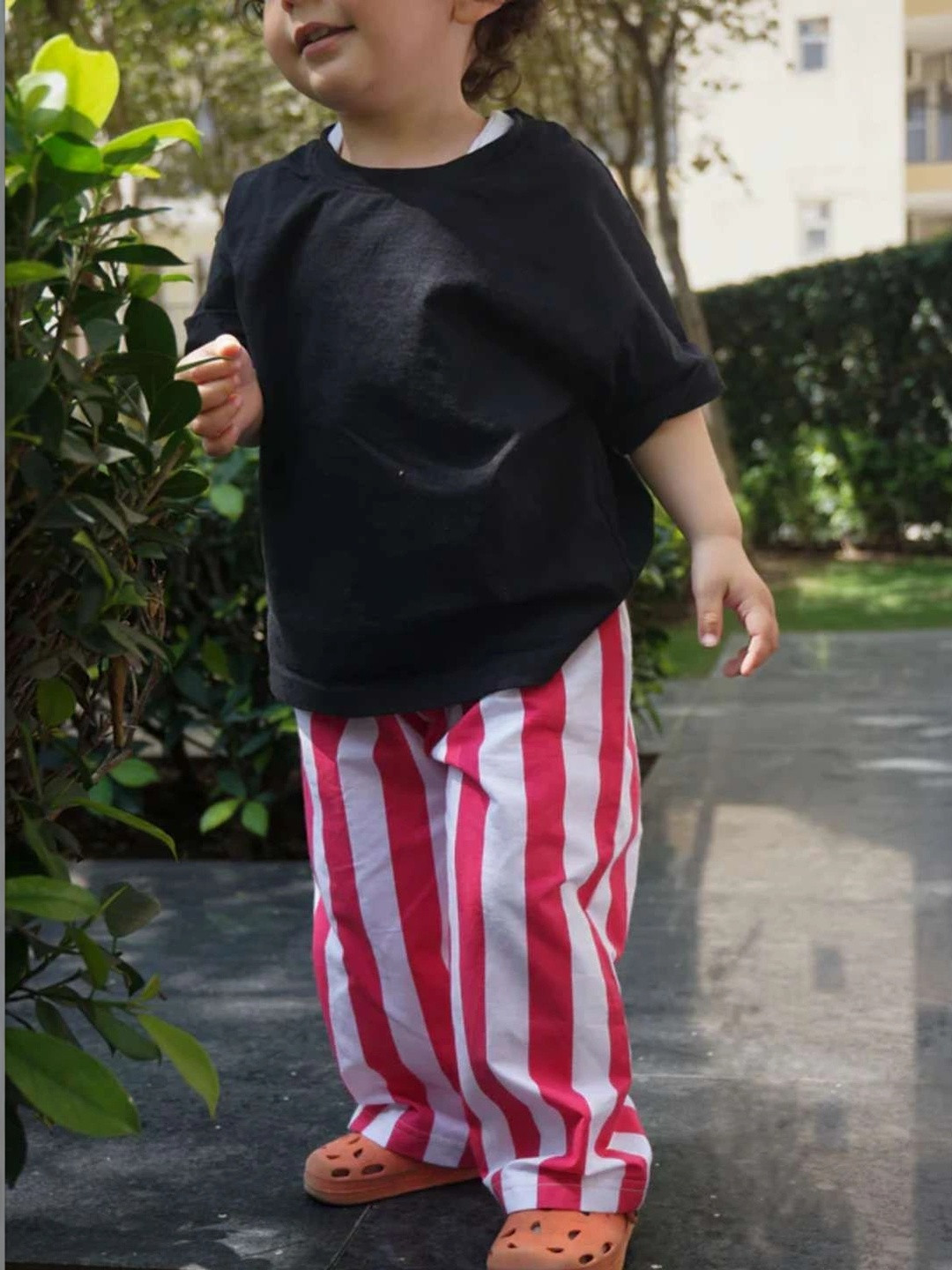 Gozi Kids Striped Cotton Mid-Rise Straight Lounge Pants