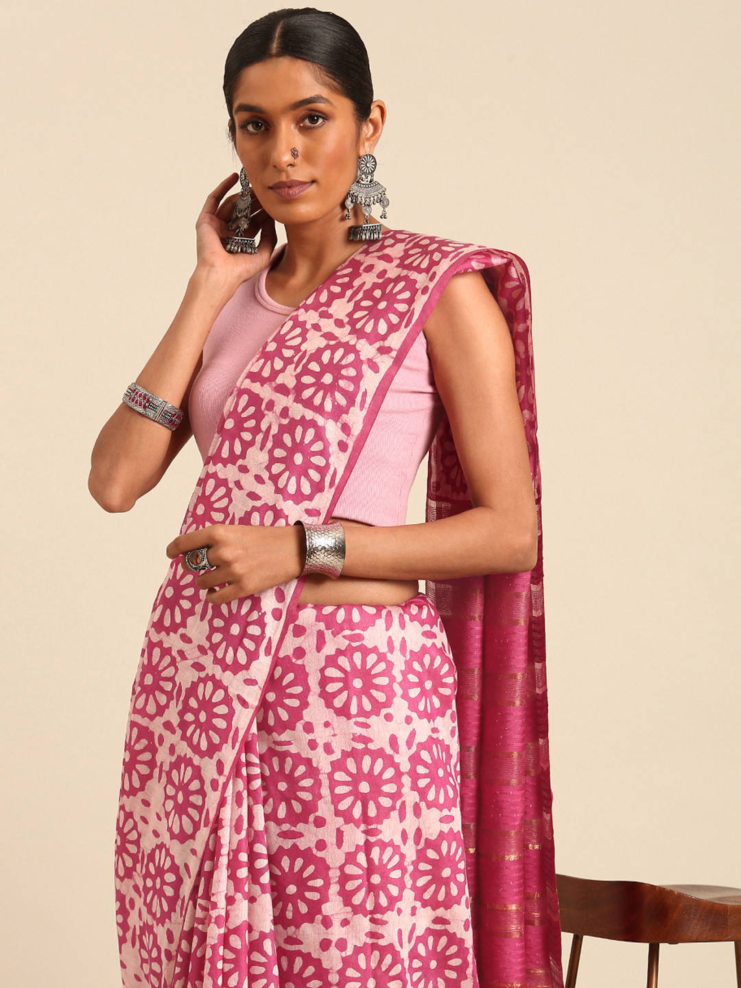 Taavi Batik Hand Block Print Saree