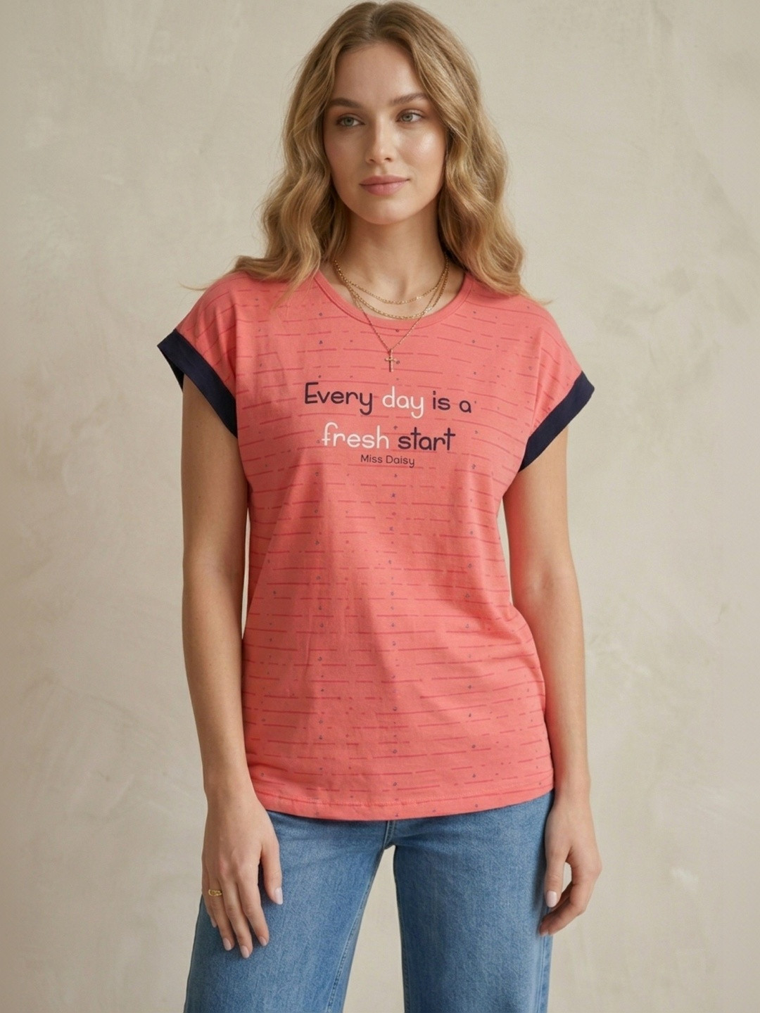 Wineberry Women Typography Printed Drop-Shoulder Sleeves T-shirt