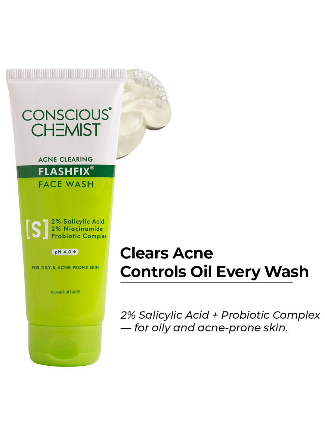 Conscious Chemist Salicylic Acid Face Wash With Glycolic Acid- 100 ml
