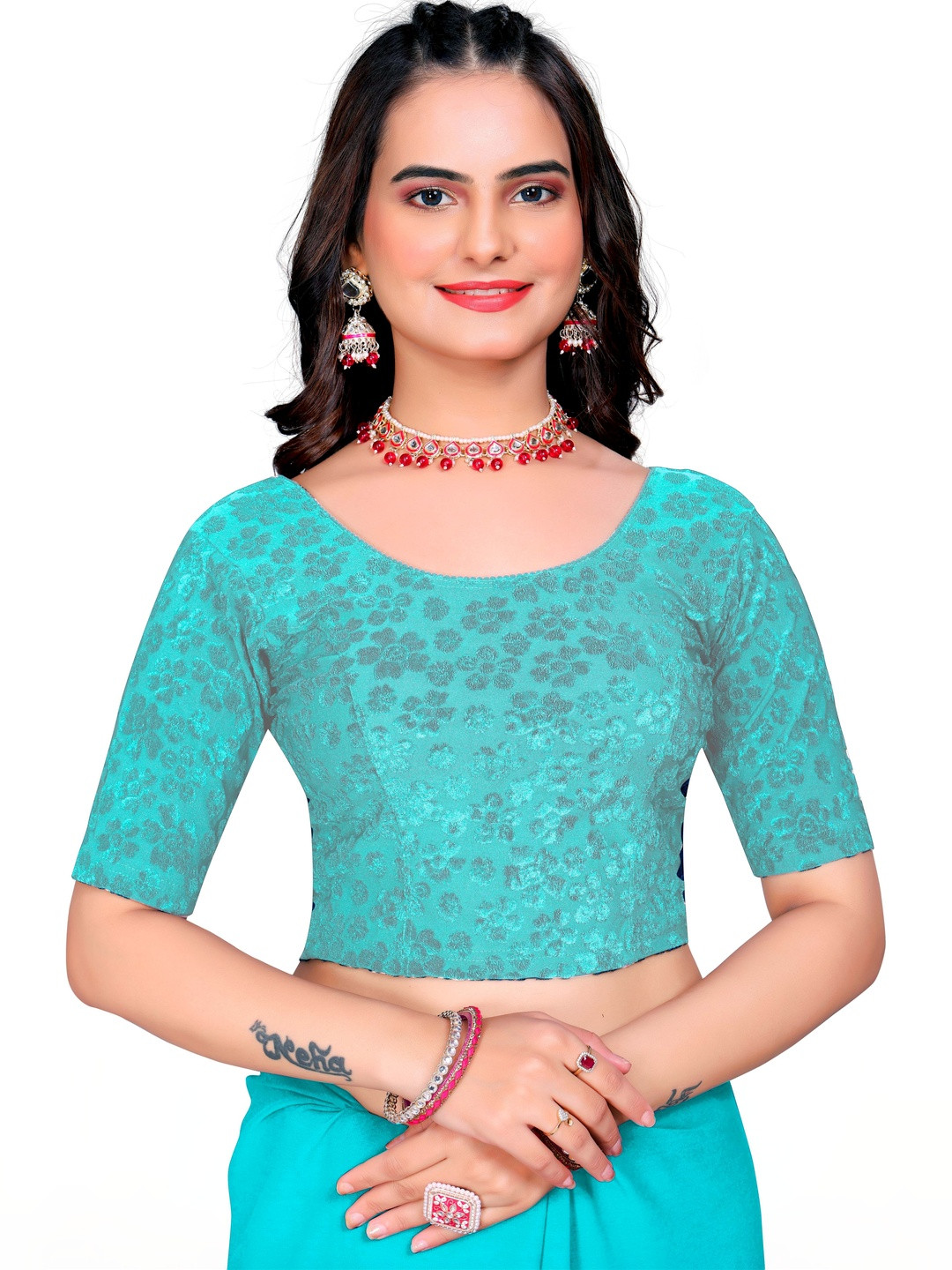 Heefee Cotton Woven Design Brocade Saree Blouse