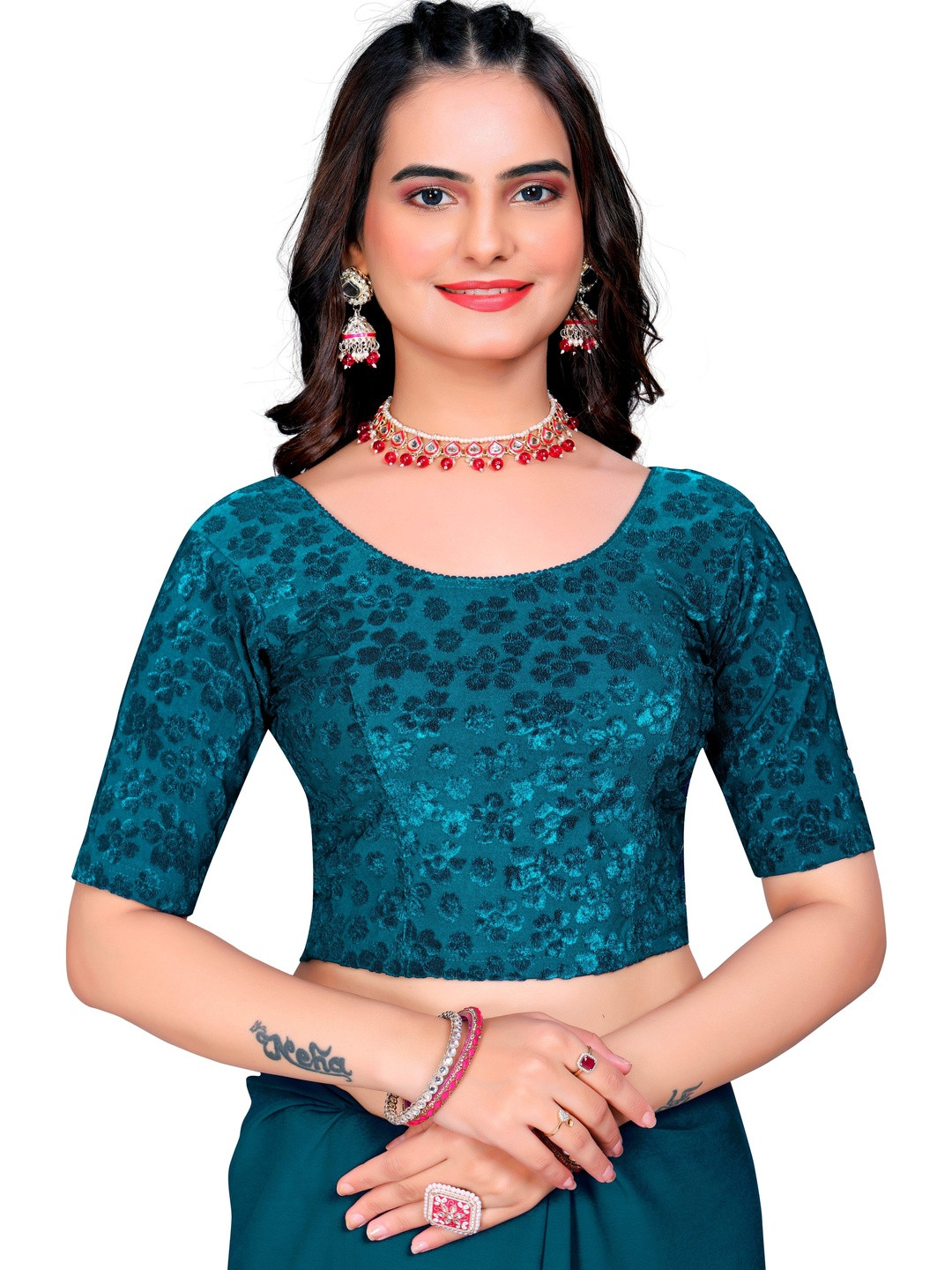 Heefee Cotton Woven Design Brocade Saree Blouse