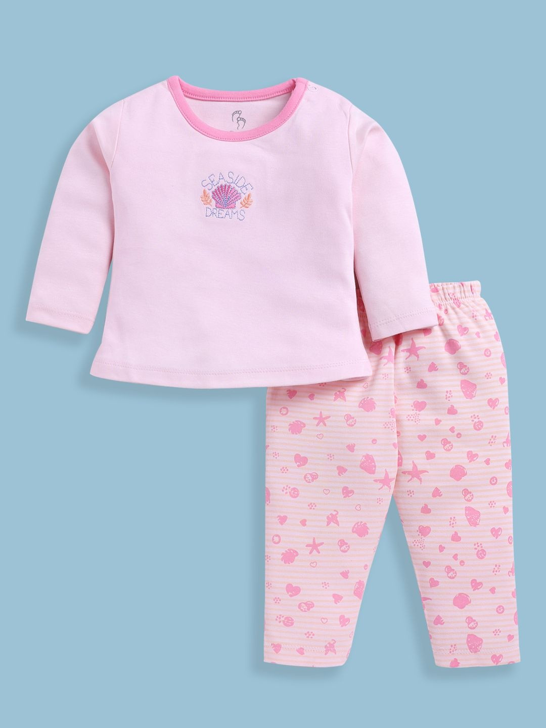 BABY GO Girls 2 Pieces Printed T-shirt with Pyjamas Clothing Set