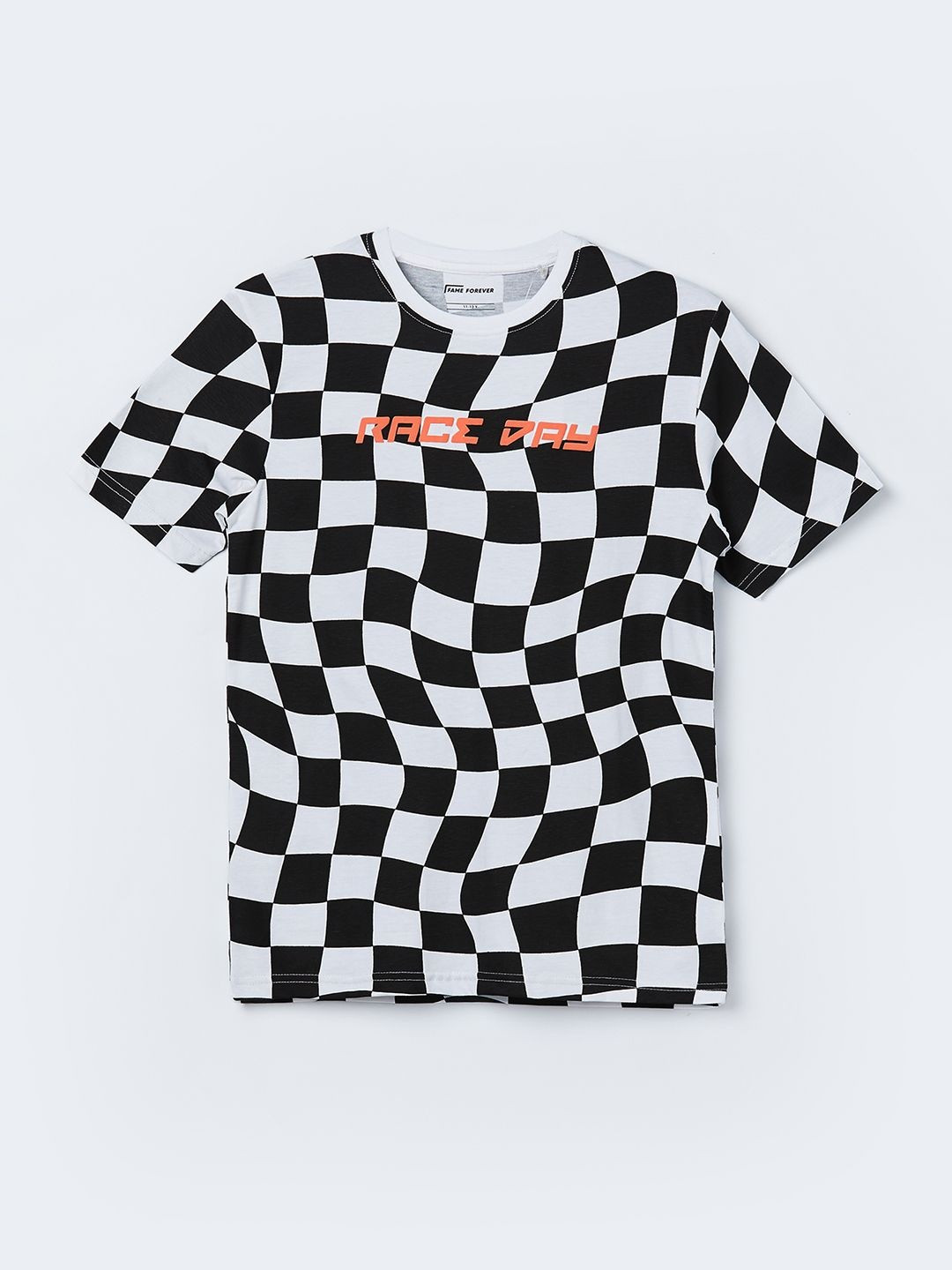 Fame Forever by Lifestyle Boys Checked Round Neck Short Sleeves Regular Fit Cotton T-shirt
