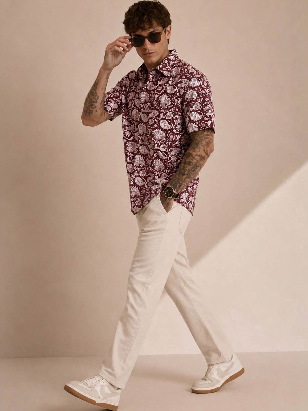 HERE&NOW Men Classic Printed Casual Shirt