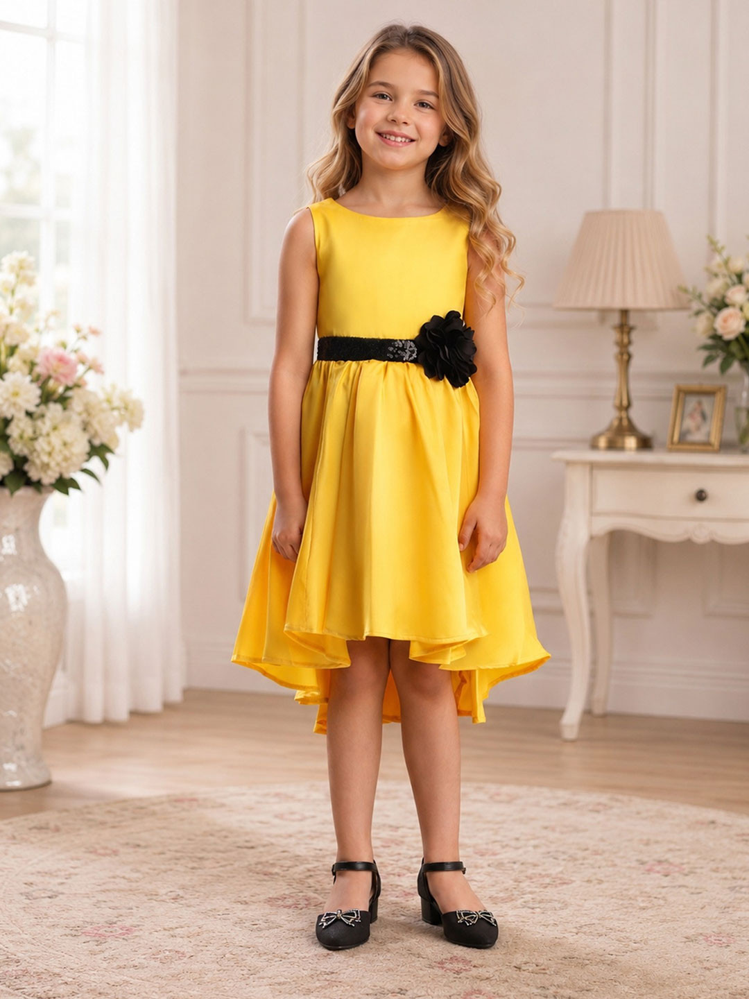 Dripteen Applique Satin Fit & Flare Dress