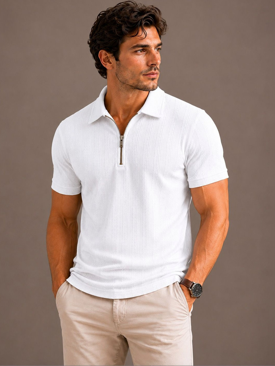 R.Code by The Roadster Life Co. Men Polo Collar T-shirt