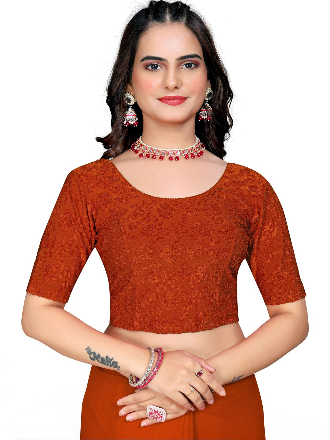 Heefee Cotton Woven Design Brocade Saree Blouse