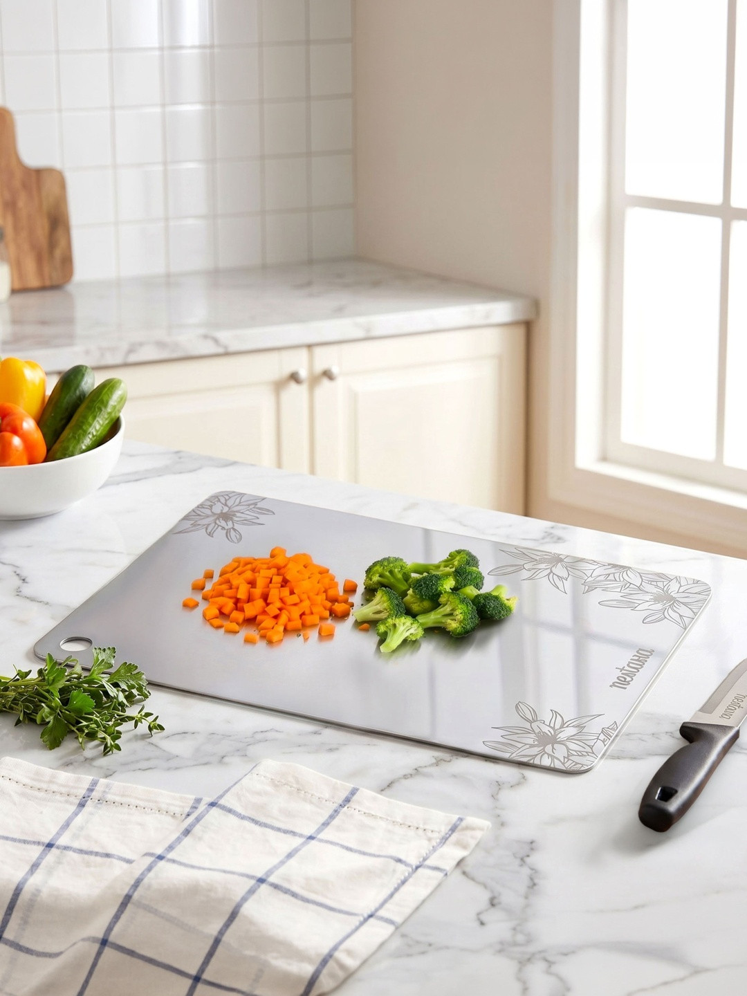 Nestasia Floral Stainless Steel Chopping Board