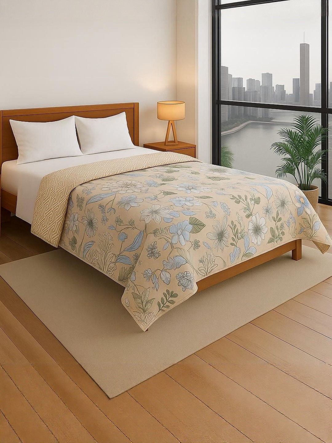 Signature Beige 300 GSM Microfiber AC Room Double Bed Dohar