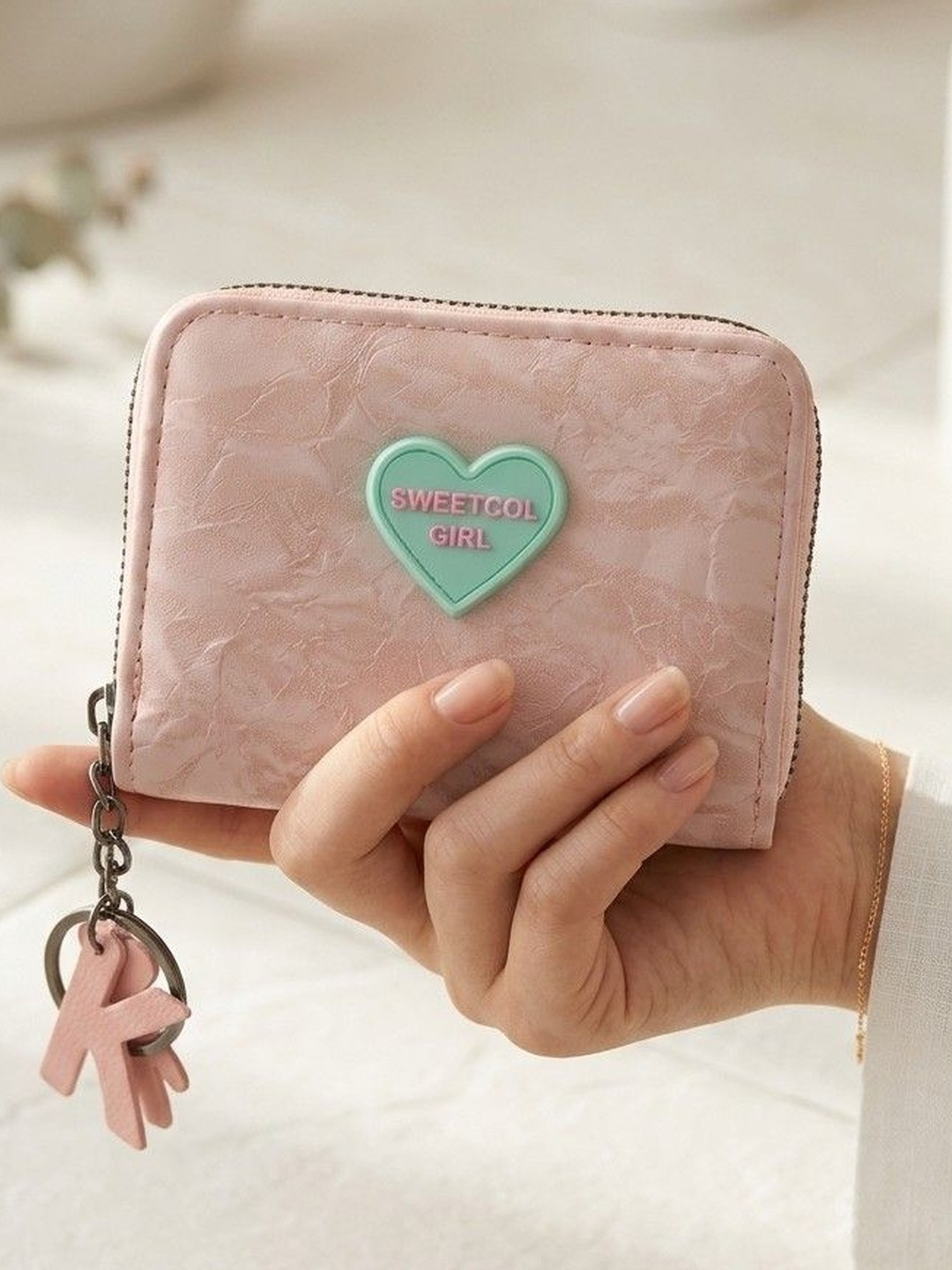 LacyLook Women Textured Embellished PU Zip Around Wallet