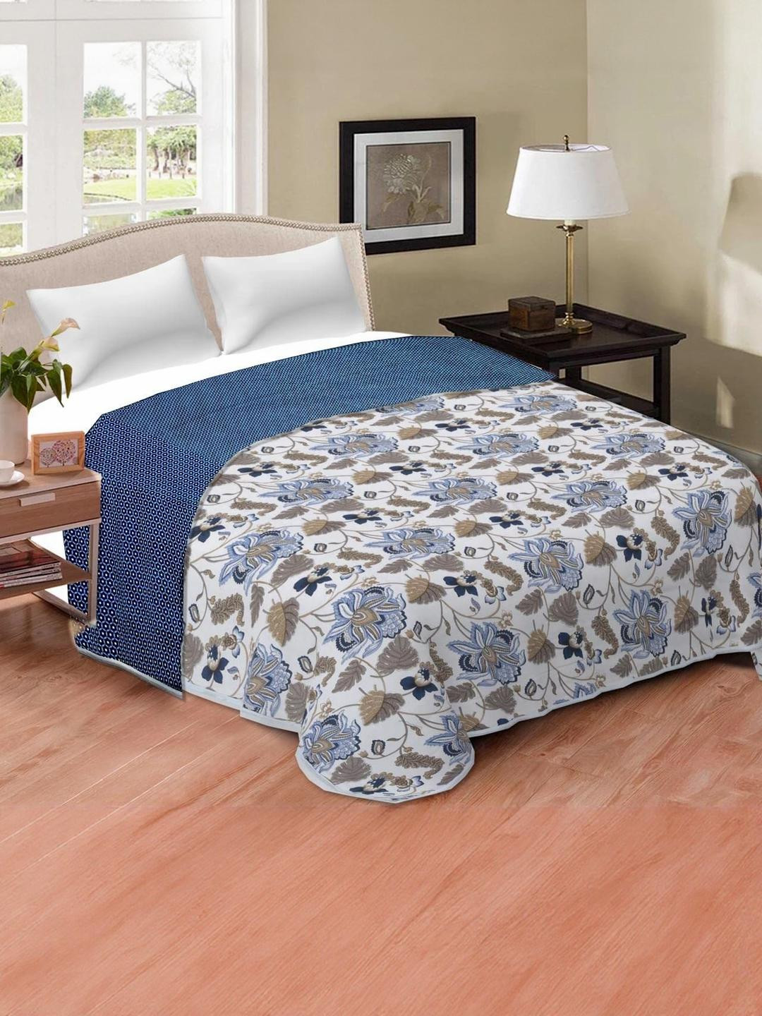 Anadhika Blue Floral Printed AC Room Single Bed Dohar