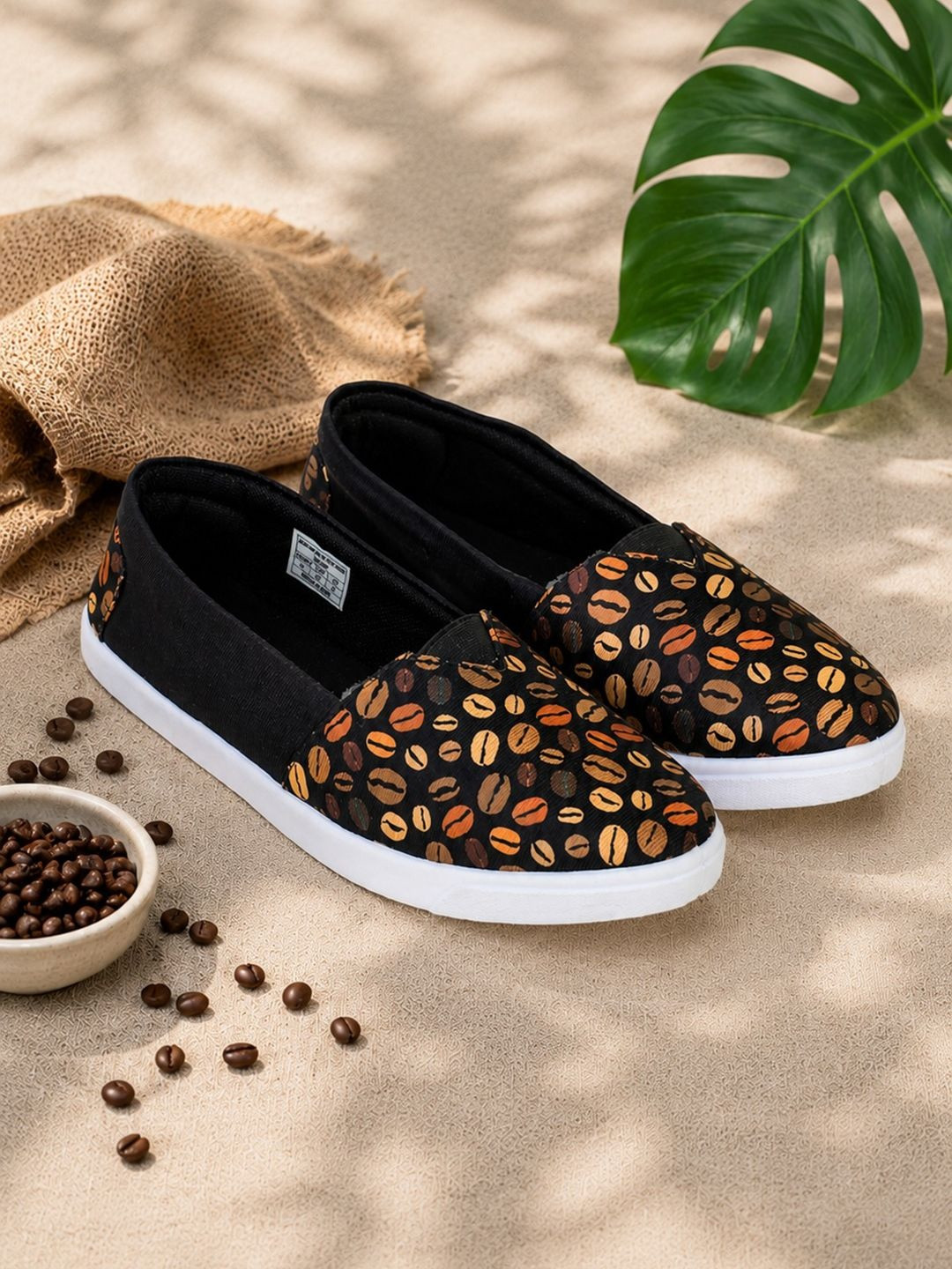 TRASE Printed Round Toe Slip-On Ballerinas