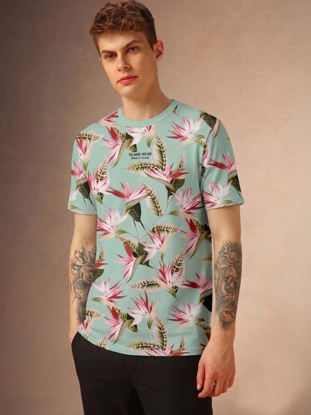TIGER SNAKE Men Floral Printed T-shirt
