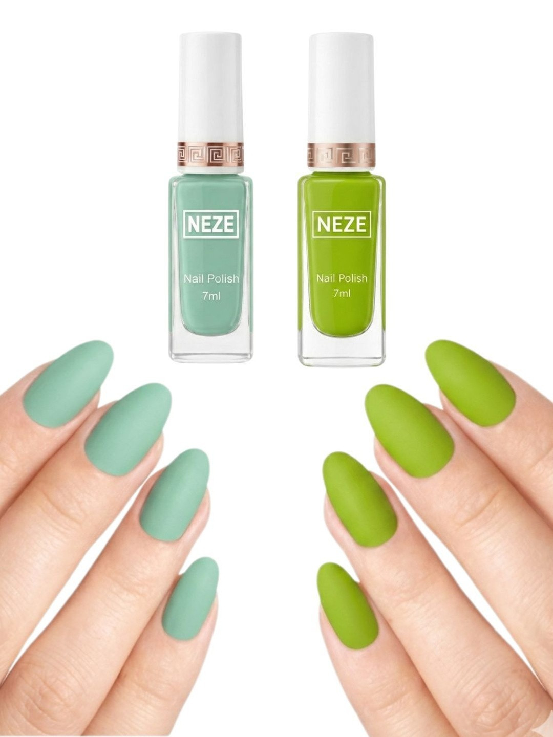 Neze Set Of 2 Long Lasting Nail Lacquer - 7 ml Each -Green