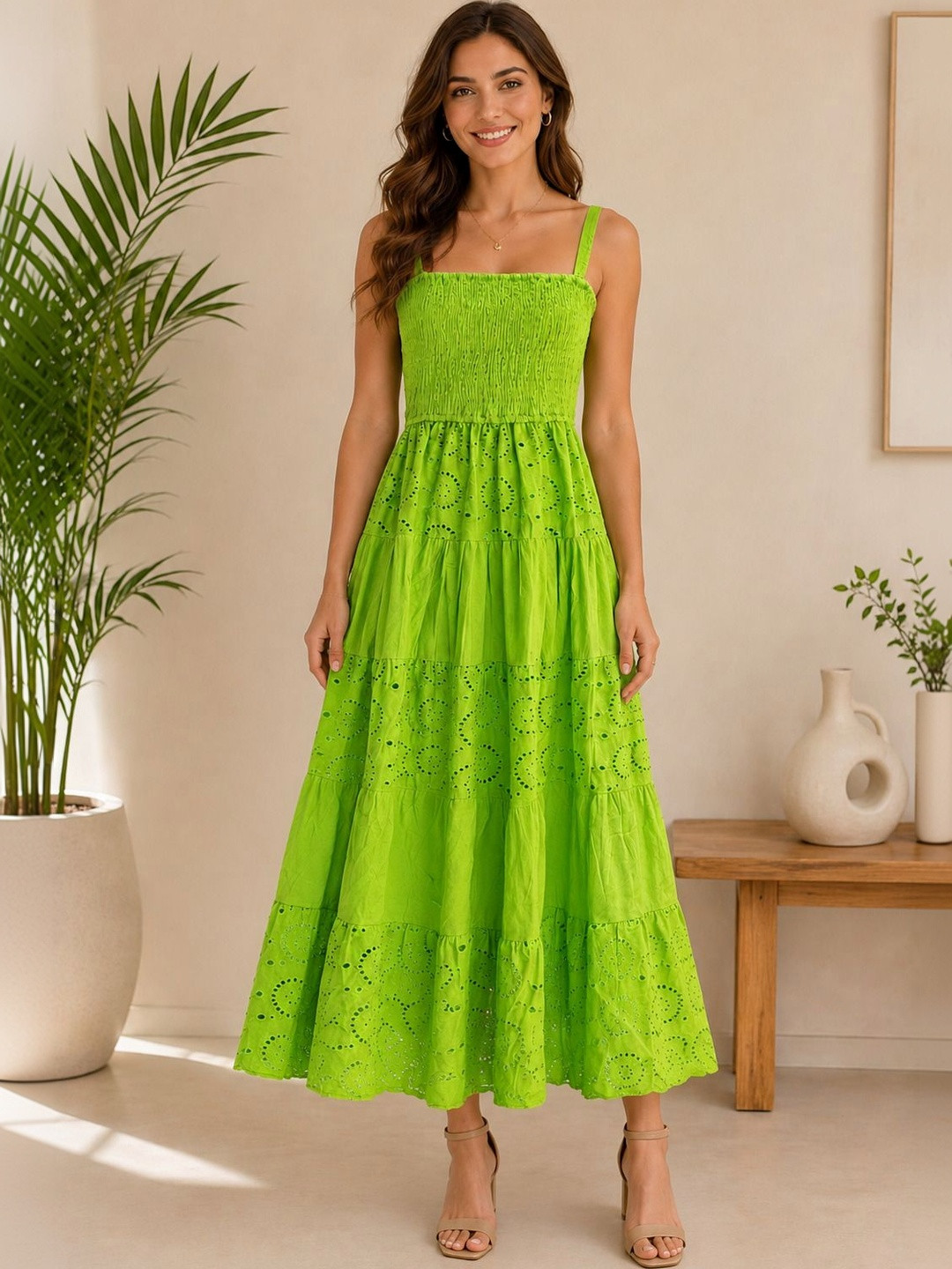 SNJI A-Line Midi Dress