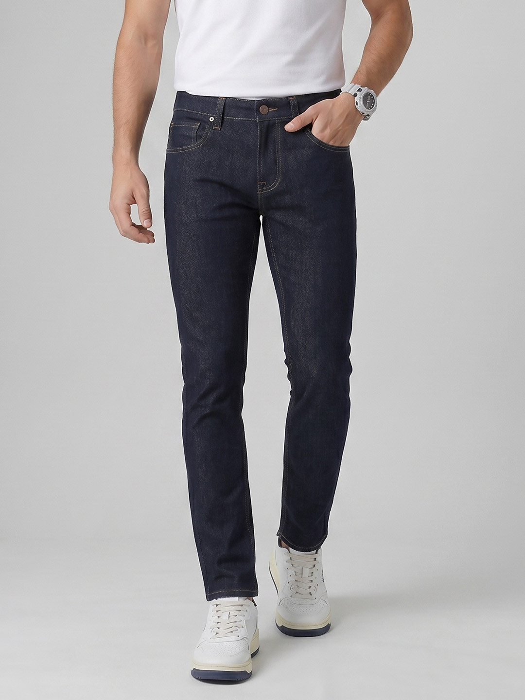 SPYKAR Men Nico Slim Fit Low-Rise Stretchable Raw Blue Jeans