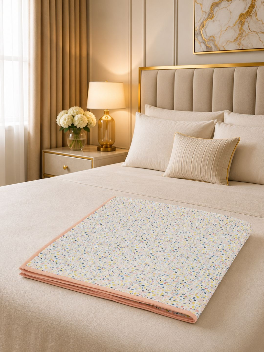 Portico White & Blue Cartoon Characters AC Room 150 GSM Cotton Single Bed Quilt