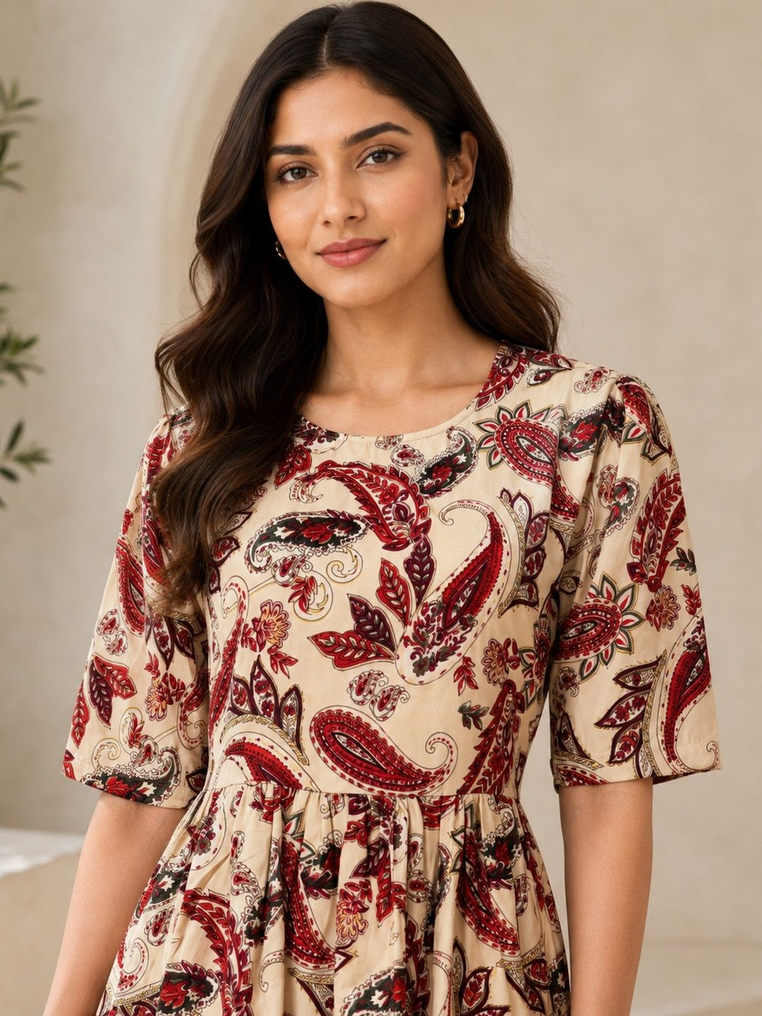 HARIKS Print A-Line Maxi Dress