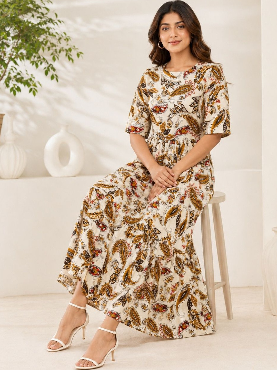 HARIKS Print A-Line Maxi Dress