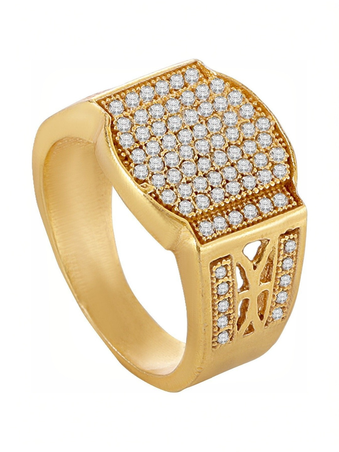 GKKAKADIYA Unisex Gold-Plated Cubic Zirconia Finger Ring