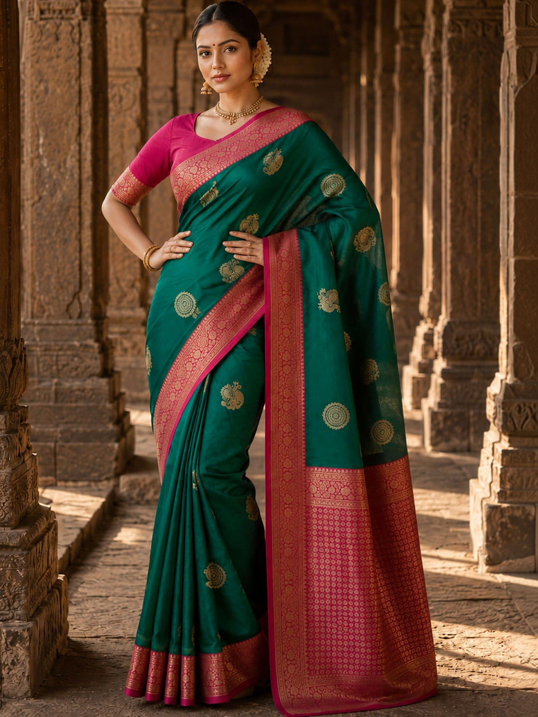 Dhaaga Ghar Woven Design Zari Silk Blend Designer Banarasi Saree
